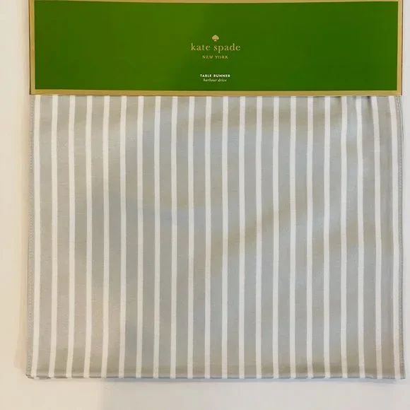 Kate Spade "Harbour Drive" Platnium, White Table Runner, cotton blend, 72" - Picture 2 of 10